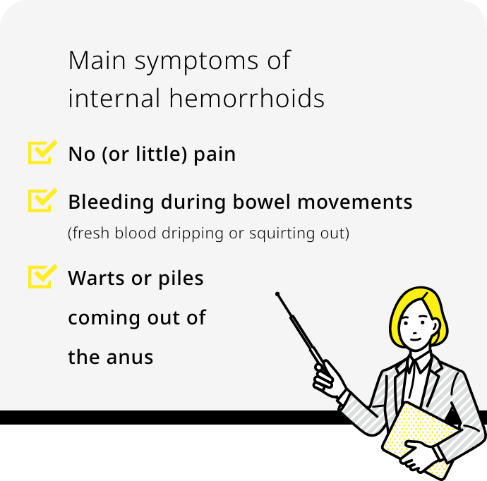 Main symptoms of internal hemorrhoids